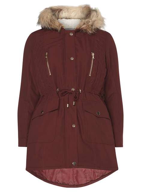Petite Red Quilted Parka